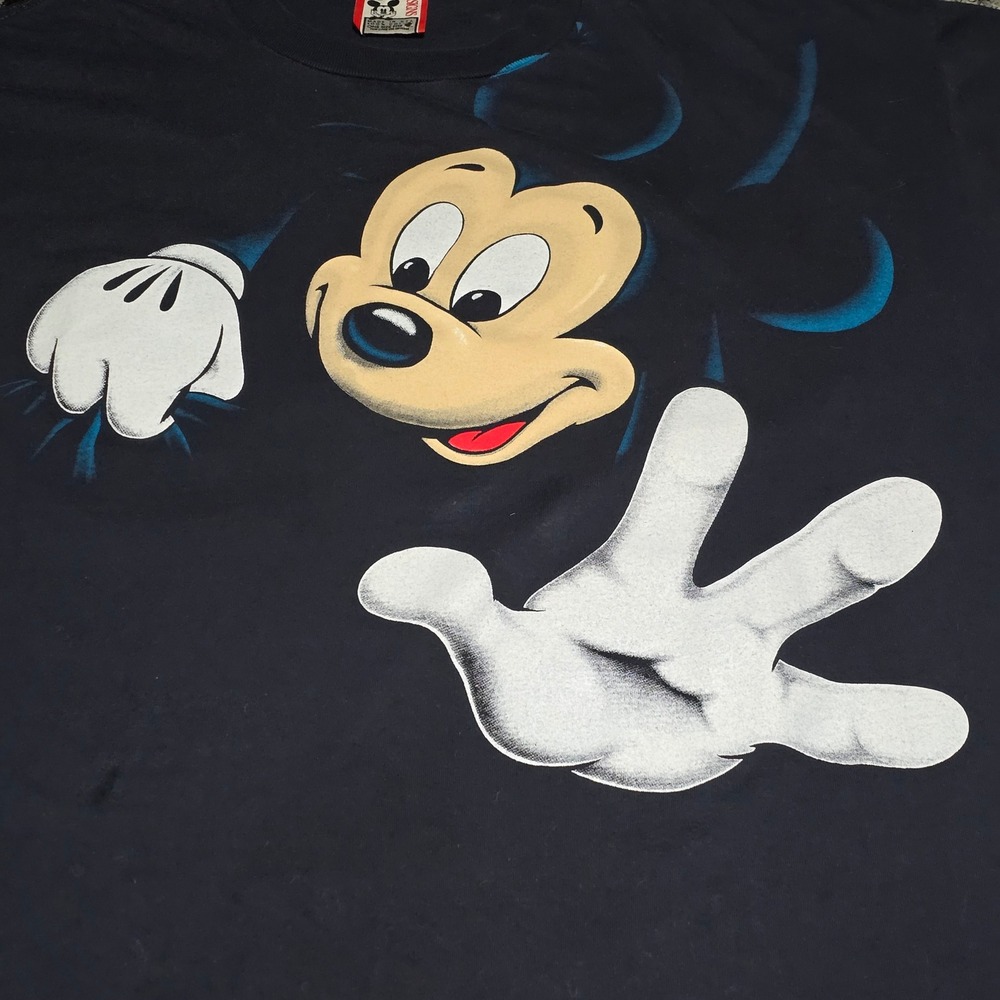 Disney Unisex Vintage 90s Mickey Mouse Graphic T-Shirt Black One Size OSFA 2X - Picture 4 of 8